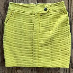 Banana Republic Yellow Ribbed Pencil Skirt Mini